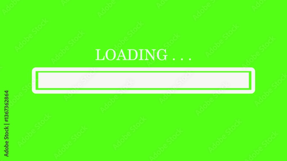 Green Screen Loading Bar Animation with White Text Display Green Screen Loading Bar Animation with White Text Display