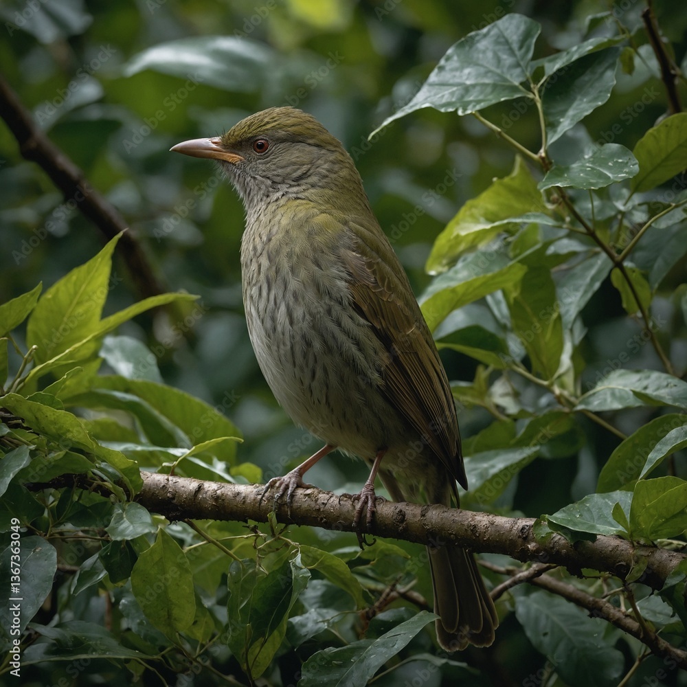 Fototapeta premium Xaviers Greenbul Resting in Foliage