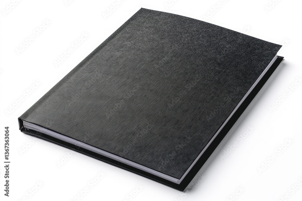 Black Notebook Paper is in a Closed State Close Up Isolated on White Background Black Notebook Paper is in a Closed State Close Up Isolated on White Background