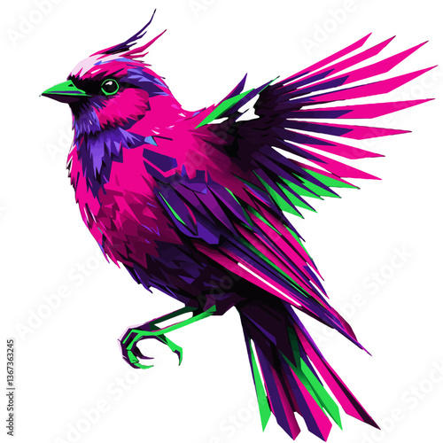 Vibrant Geometric Cardinal Bird Digital Art