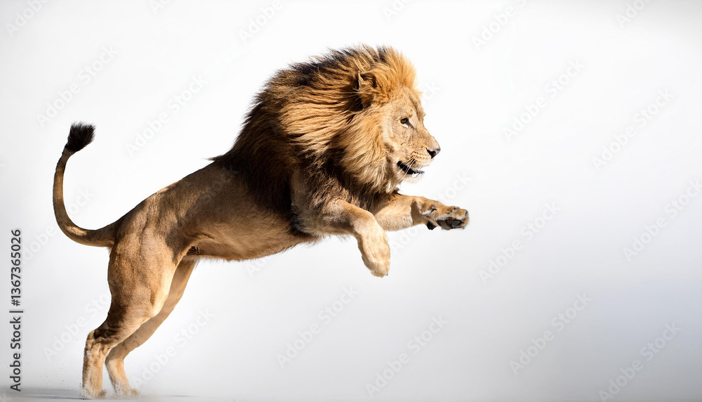 Obraz premium lion Jumping on White Background