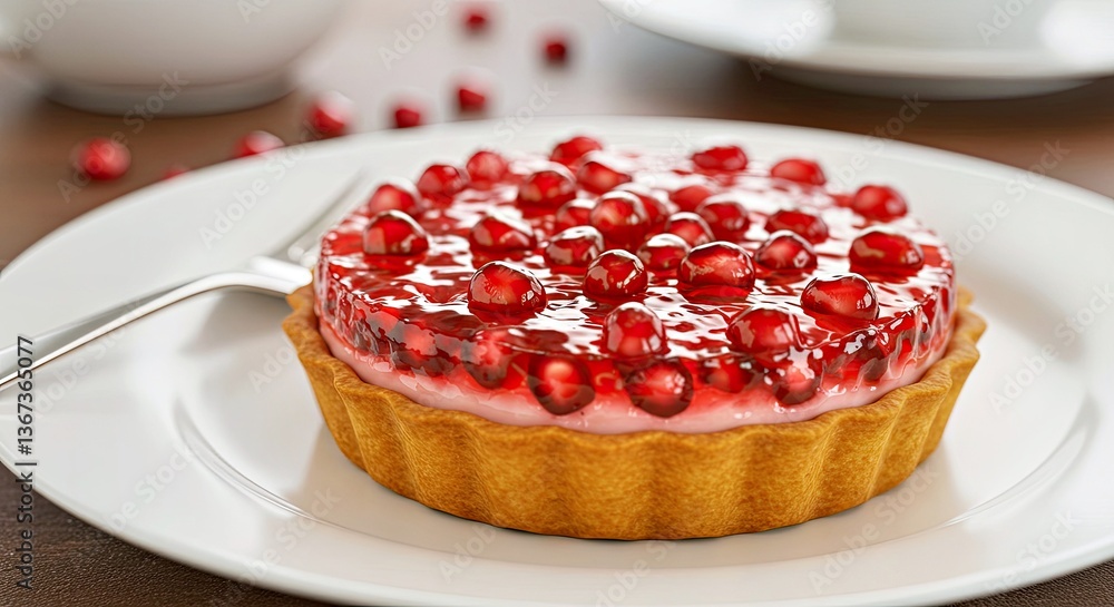 A Crisp, Golden Crust Is Topped With a Glossy Layer of Pomegranate Jelly and a Sprinkle of Fresh Arils A Crisp, Golden Crust Is Topped With a Glossy Layer of Pomegranate Jelly and a Sprinkle of Fresh Arils