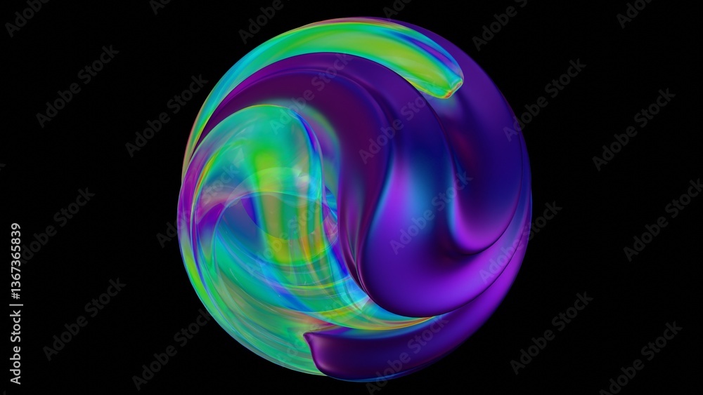 Fluid metallic lumps in neon purple and blue float on a black background, creating an abstract wave pattern that merges illusions, technology, and futuristic design........ Fluid metallic lumps in neon purple and blue float on a black background, creating an abstract wave pattern that merges illusions, technology, and futuristic design........