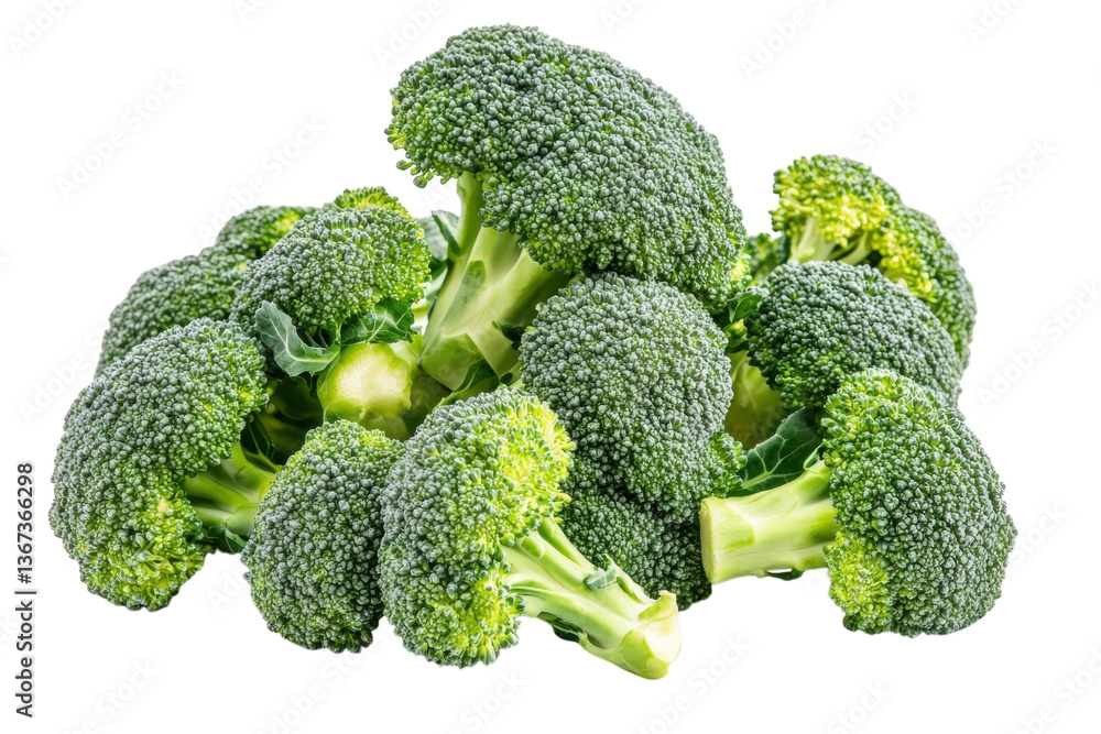 Freshly harvested broccoli showcasing vibrant green hues on a white background isolated on transparent background Freshly harvested broccoli showcasing vibrant green hues on a white background isolated on transparent background