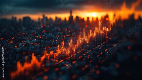 market chart of business increase stock graph or investment financial data profit on growth money diagram background with success diagram exchange information