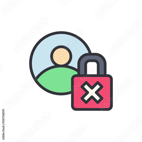 Blacklisted account colored icons, minimalist vector illustration ,simple transparent graphic element .Isolated on white background