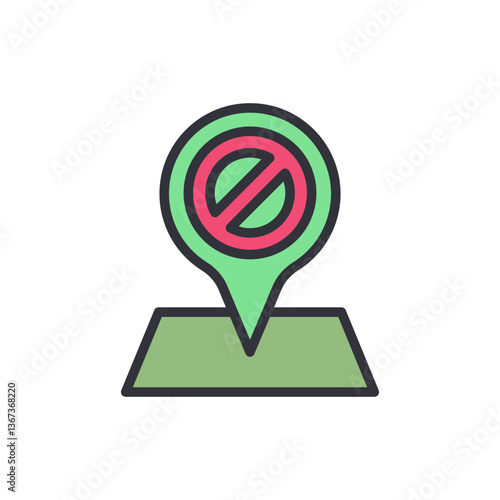 Location blacklist colored icons, minimalist vector illustration ,simple transparent graphic element .Isolated on white background