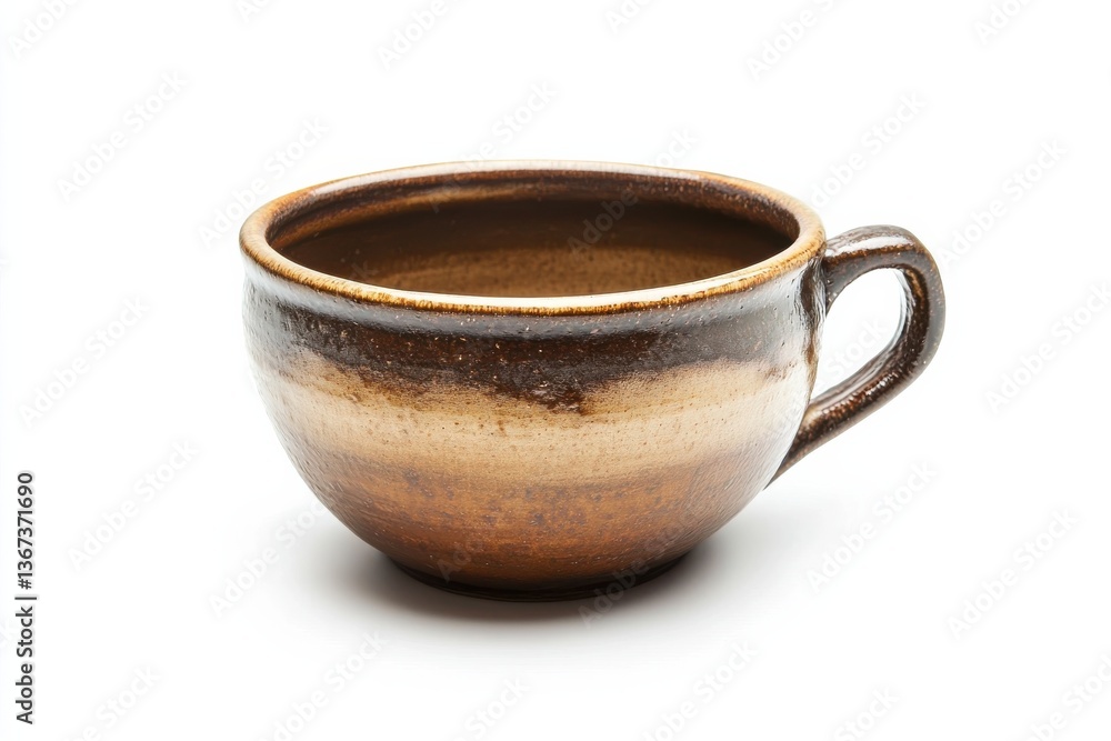Handcrafted ceramic cup in warm earthy tones, perfect for enjoying morning beverages at home isolated on transparent background Handcrafted ceramic cup in warm earthy tones, perfect for enjoying morning beverages at home isolated on transparent background