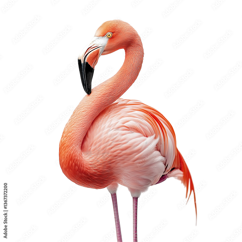 Obraz premium pink flamingo isolated on white