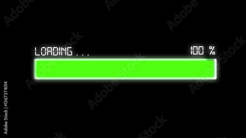 Futuristic Green Loading Bar Animation on Black Background