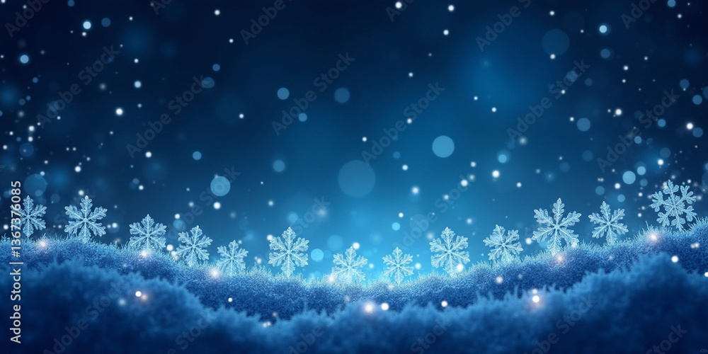Frozen Wonderland: Sparkling Snowflakes Under a Starry Sky Background Frozen Wonderland: Sparkling Snowflakes Under a Starry Sky Background