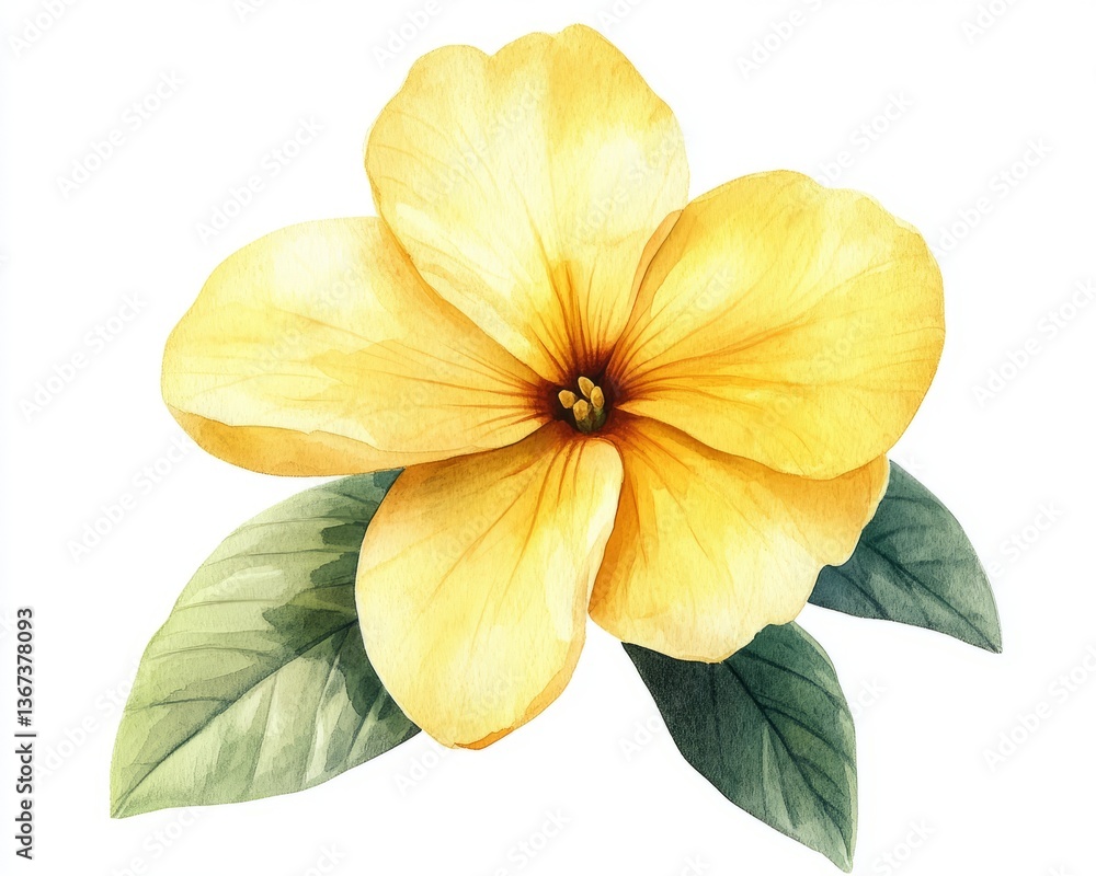 Fototapeta premium Yellow primrose set with soft petals against white background