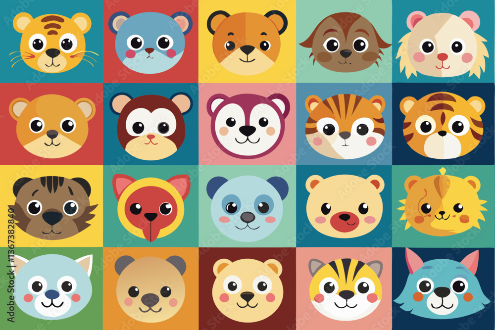 set of cartoon animals set of cartoon animals