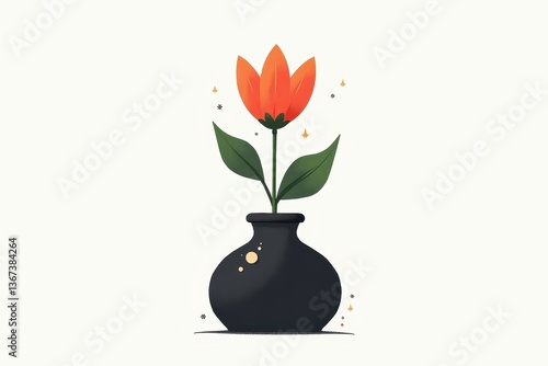 Obraz na płótnie Minimalist vase with orange flower w salonie