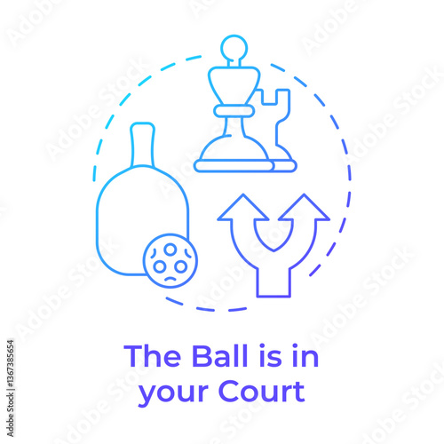 Ball in your court blue gradient concept icon. Personal responsibility. Decision, action. Round shape line illustration. Abstract idea. Graphic design. Easy to use in infographic, presentation