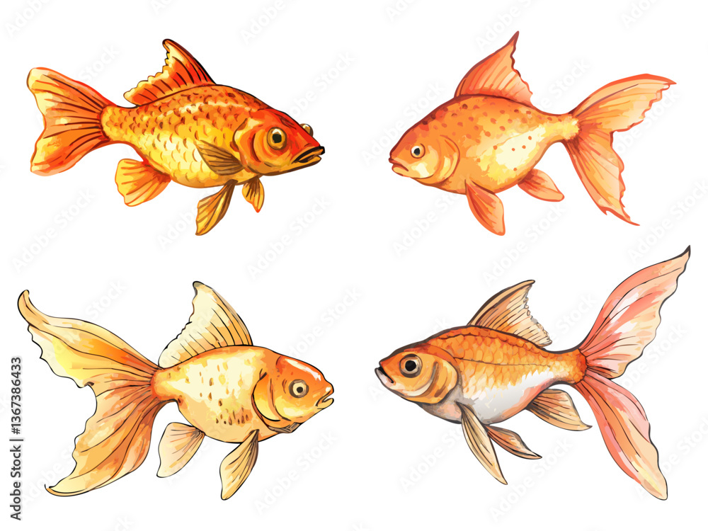 Fototapeta premium Sea Fish Watercolour Vector Collection Design 