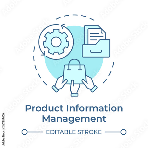 Wallpaper Mural Product information management soft blue concept icon. Centralized data collecting system. E commerce. Round shape line illustration. Abstract idea. Graphic design. Easy to use in presentation Torontodigital.ca