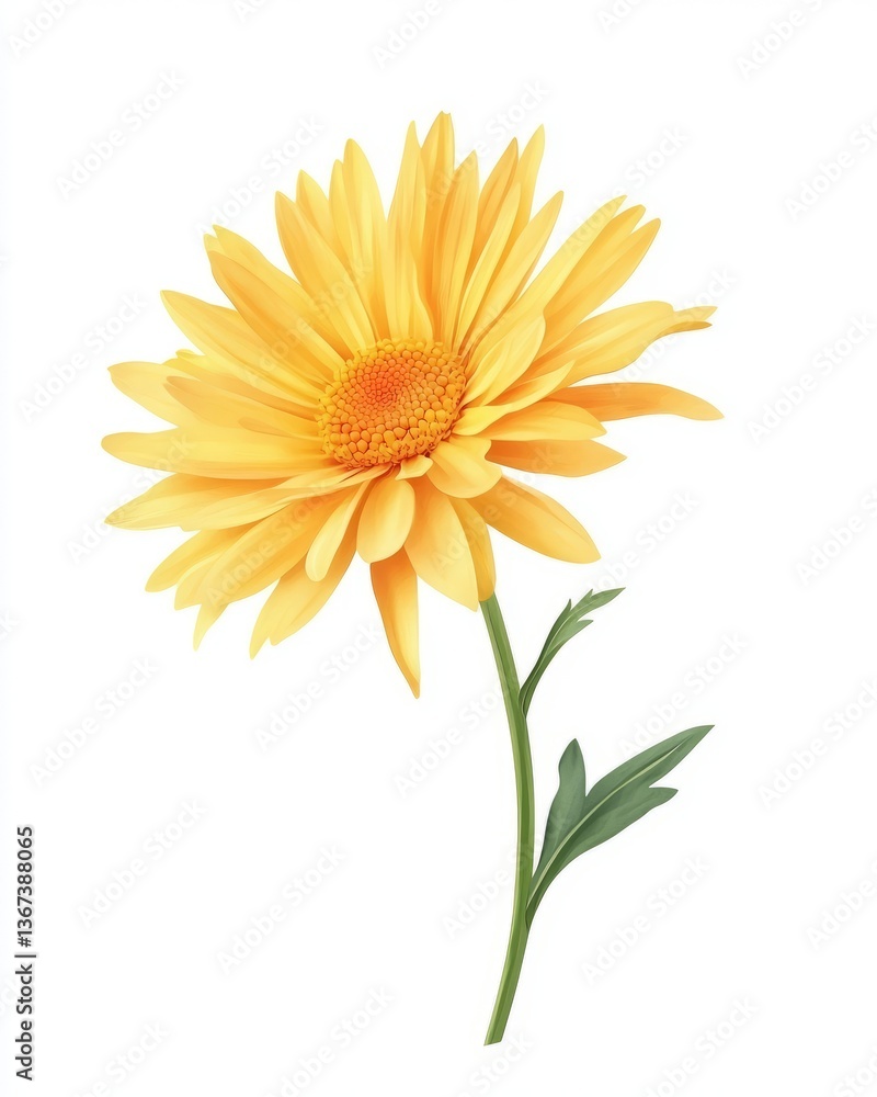 Fototapeta premium Yellow chrysanthemum in watercolor on white background
