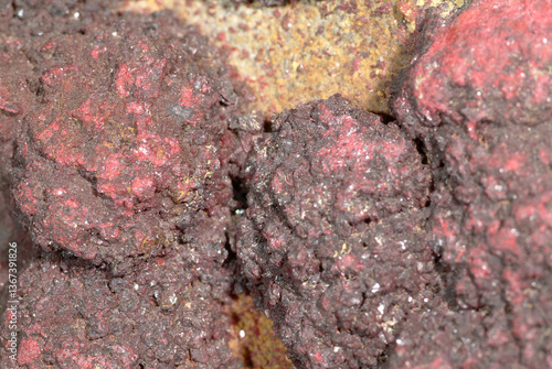 Tableau sur toile Mineral Cinnabar, Red crystaline mass, Almaden, Ciudad Real, Spa