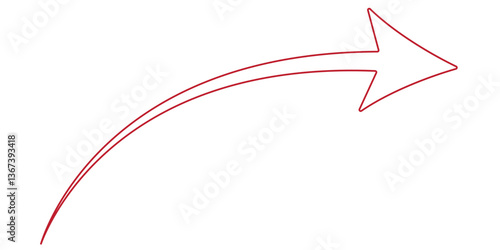 Long Red Curved arrow icon vector. Red long arrow vector. flat style Arrow symbol. RED of an arrow on a white background. vector illustration.