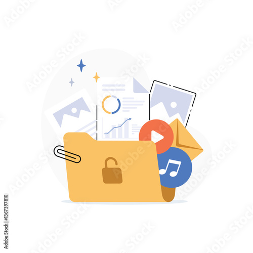 Document folder for management multimedia file, document work on project plan