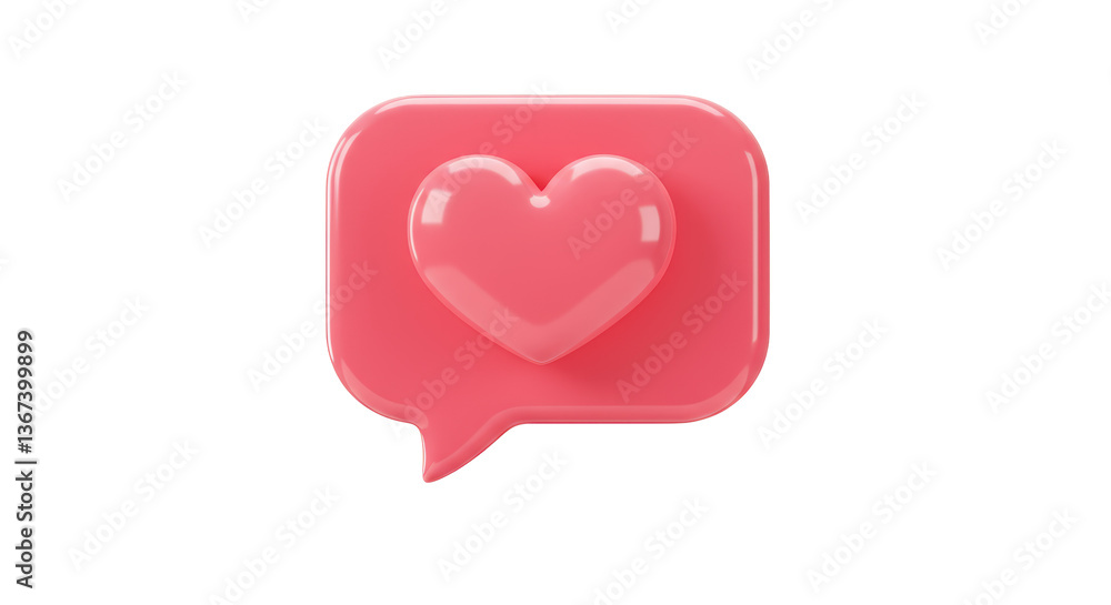 Isolated Pink Speech Bubble with Heart Isolated Pink Speech Bubble with Heart
