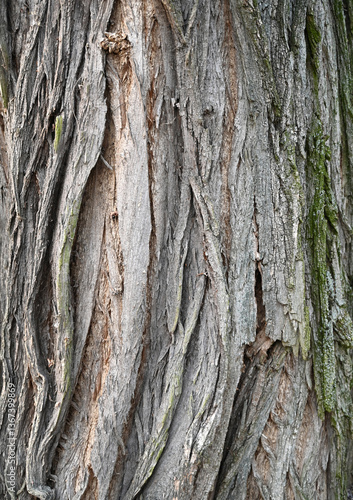 Obraz na płótnie Textured bark of an ancient tree showcasing intricate patterns and natural beauty in a forest setting w salonie