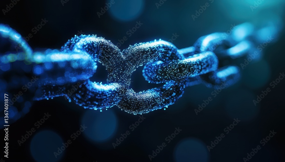 Glowing Blue Digital Chain Link Abstract Background Glowing Blue Digital Chain Link Abstract Background