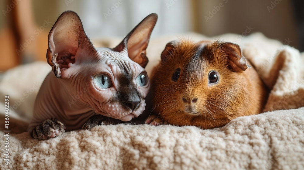Adorable Guinea Pig and Cat Companions Adorable Guinea Pig and Cat Companions
