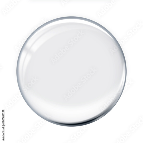 Glass circle transparent on white background. Sphere crystal bubble for product presentation.