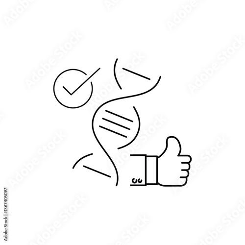 gmo certified icon, lab tested product, approved use, line symbol on white background - editable stroke vector illustration eps10