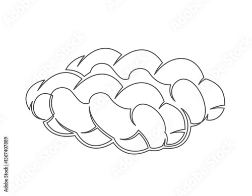 Buns continuous one line icon isolated on white background. Bakery symbol art drawing. Buns design outline. Editable stroke. Vector illustration