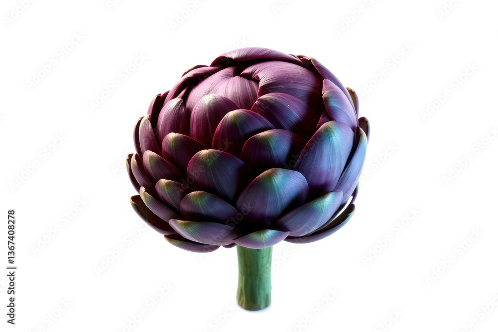 Obraz premium Isolated artichoke flower bud. Edible fresh healthy. Close-up, vibrant green delicious and natural food.