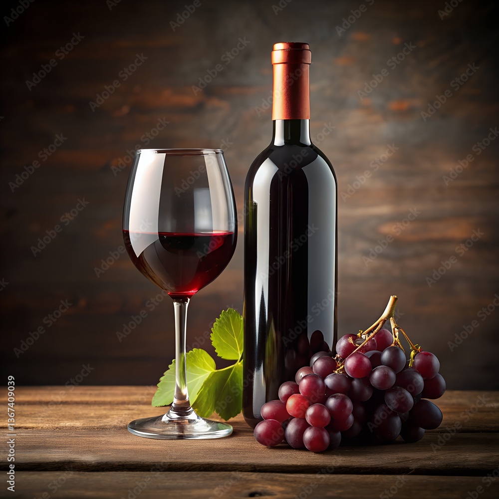 Fototapeta premium red wine and grapes