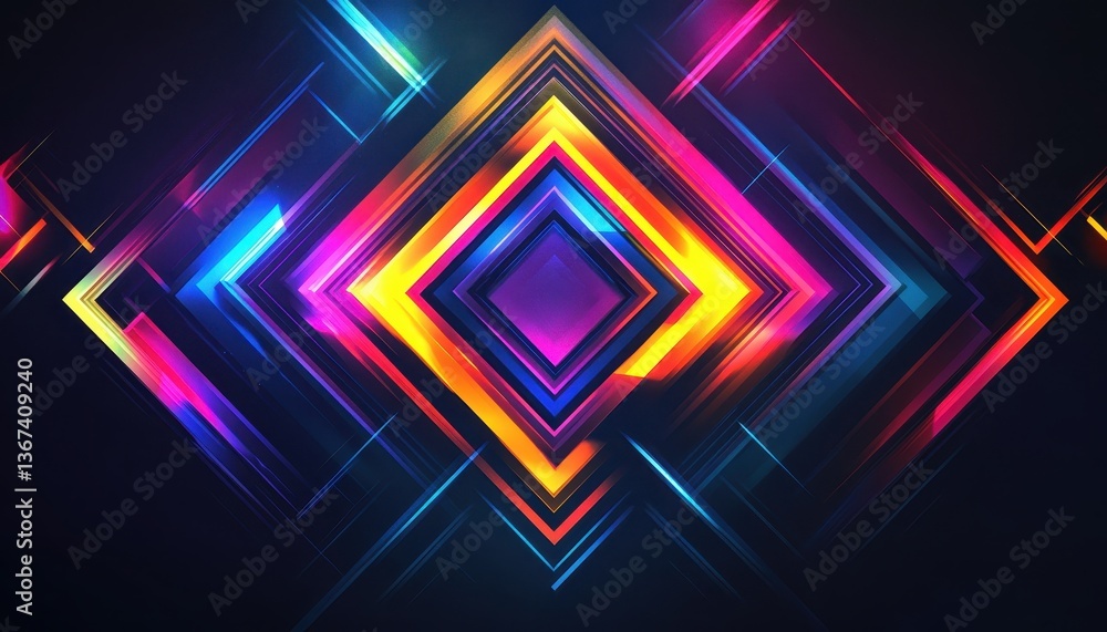Vibrant Abstract Geometric Background with Glowing Neon Diamonds Vibrant Abstract Geometric Background with Glowing Neon Diamonds