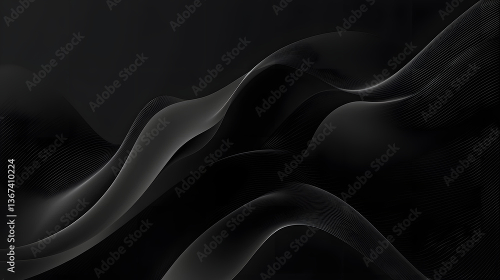 Obraz premium Black background with abstract wave lines