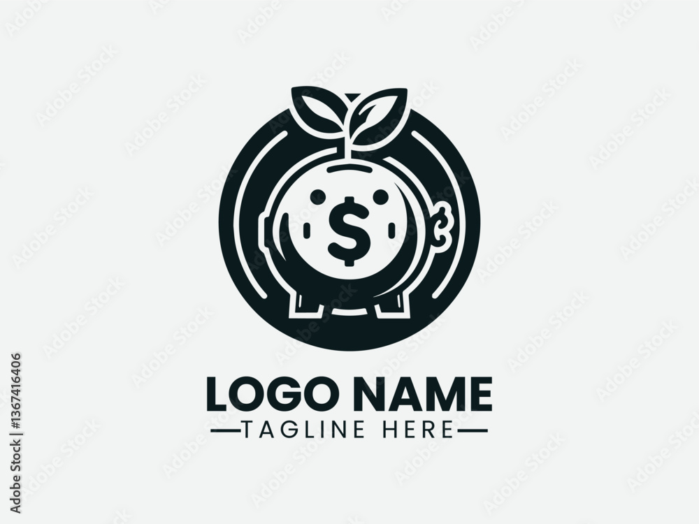 Piggy Bank Vector Logo Design , Cute Piggy Bank Logo Piggy Bank Vector Logo Design , Cute Piggy Bank Logo