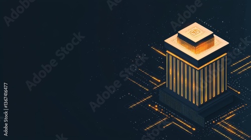 Futuristic data center building design modern urban environment digital art concept high-tech architecture aerial perspective