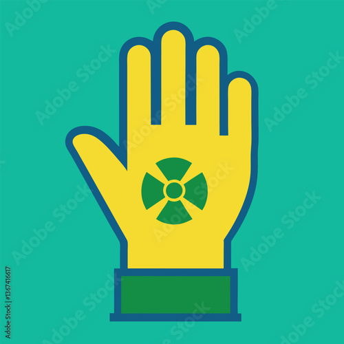 A laboratory glove icon representing safety.