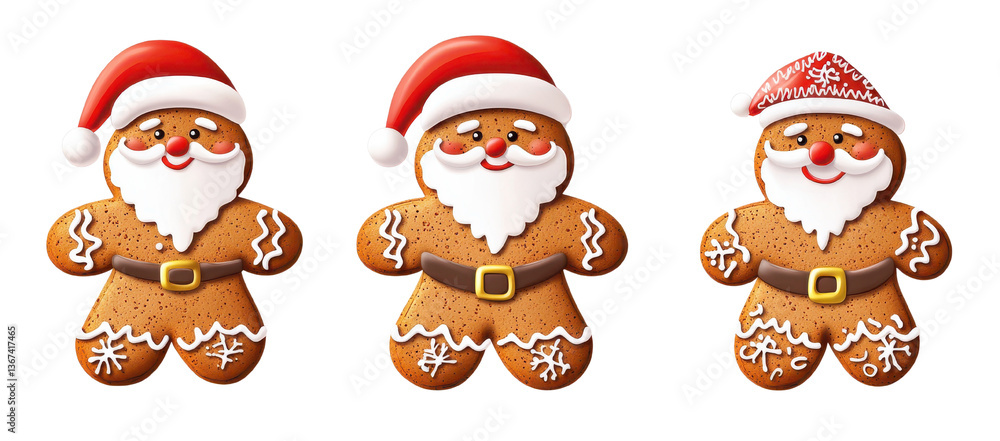 gingerbread santa clauses set isolated on white background gingerbread santa clauses set isolated on white background