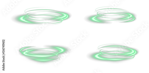 Fresh wind png swirls with green leaves and glitter and neon green lines. vibrant, futuristic light trail with swirling green neon waves, glowing twirl PNG, sparkling energy.