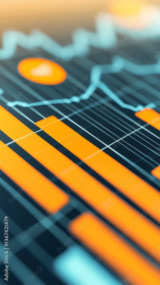 Fototapeta premium Financial data visualization trends oran infographic digital space close-up insightful analysis