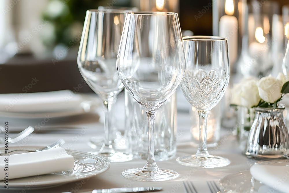 Elegant Table Setting with Crystal Wineglasses Elegant Table Setting with Crystal Wineglasses