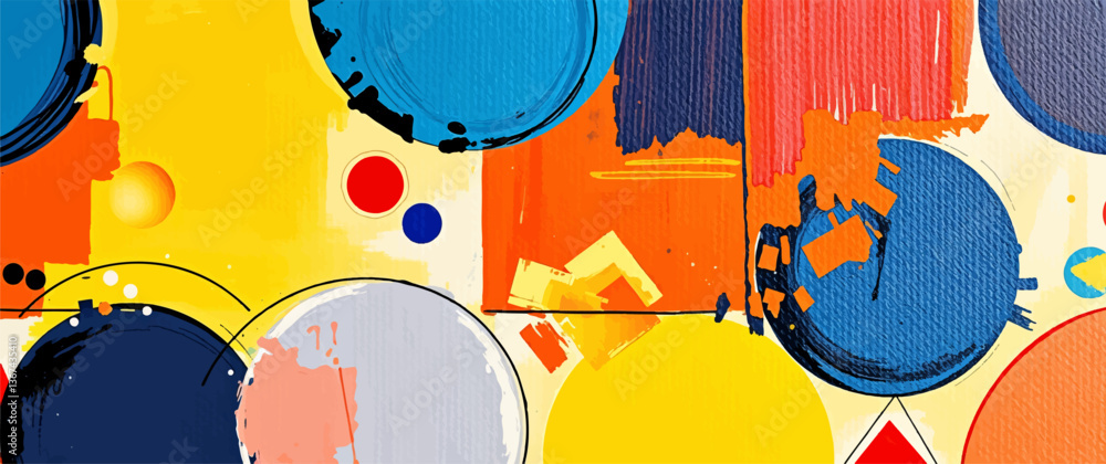 Painting with geometric shapes made with acrylic paint as abstract background. Painting with geometric shapes made with acrylic paint as abstract background.