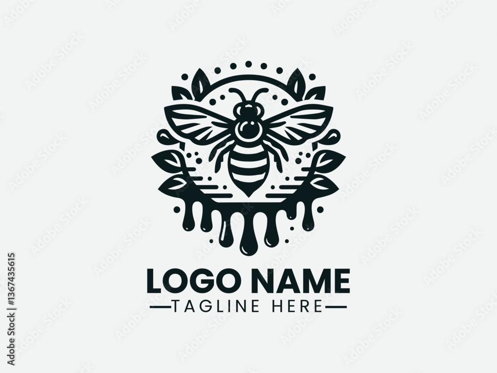 Honey Bee Vector Logo Design, Cute Honey Bee Logo Honey Bee Vector Logo Design, Cute Honey Bee Logo