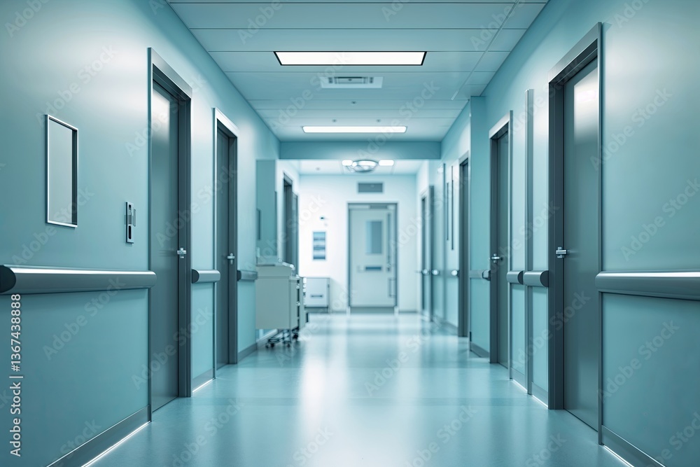 Tranquil Medical Corridor Scenery with Clear Blurred Atmosphere Tranquil Medical Corridor Scenery with Clear Blurred Atmosphere