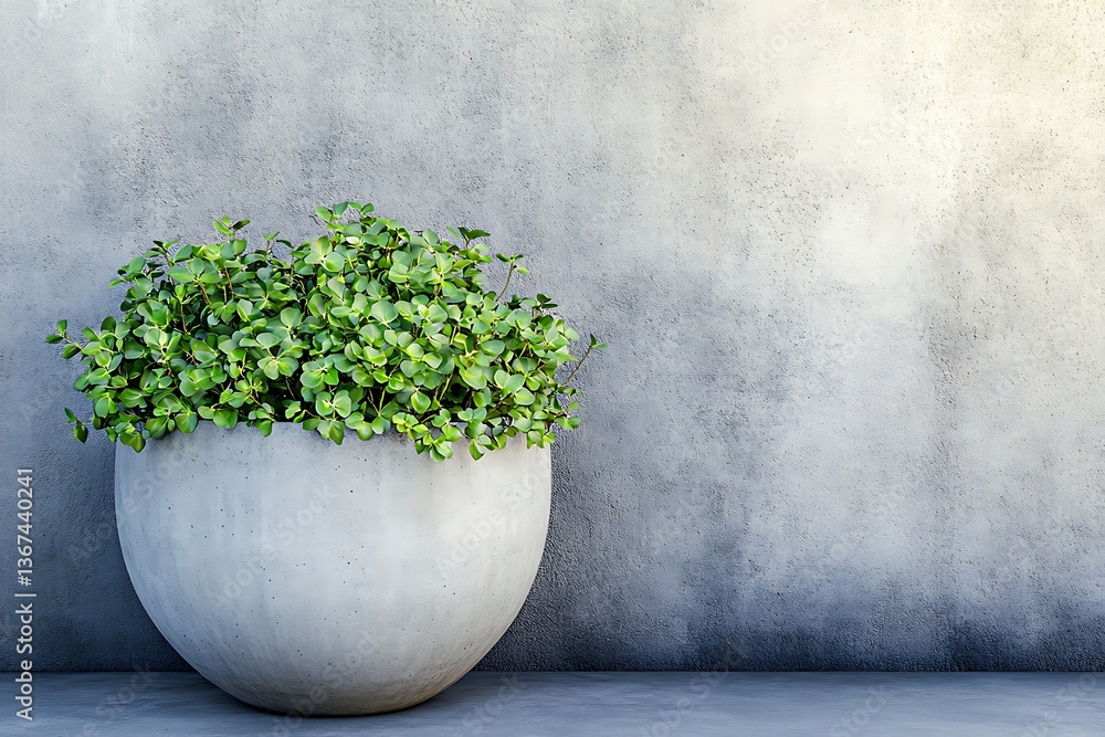 Concrete Planter with Lush Greenery Concrete Planter with Lush Greenery