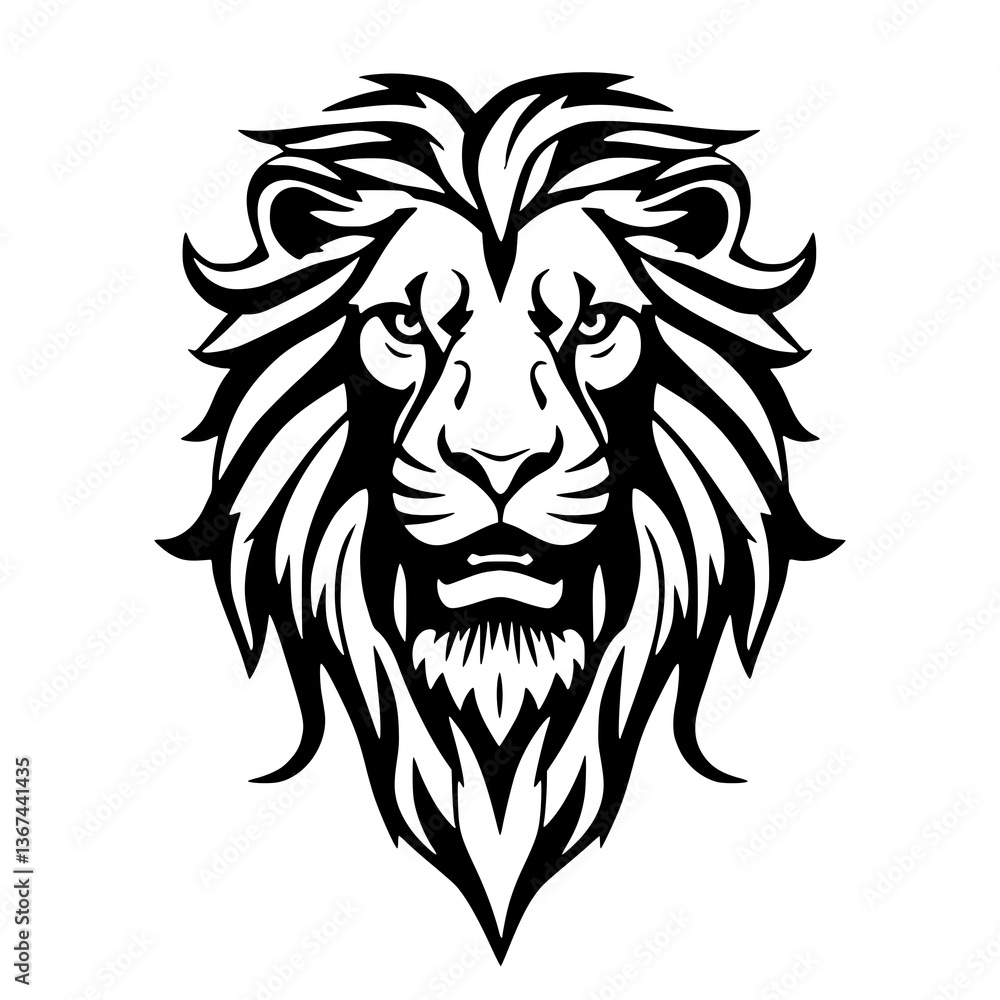 Fototapeta premium Majestic Lion Crest: A powerful and bold lion crest, embodying strength and regality, perfect for adding a touch of wild elegance to any design.