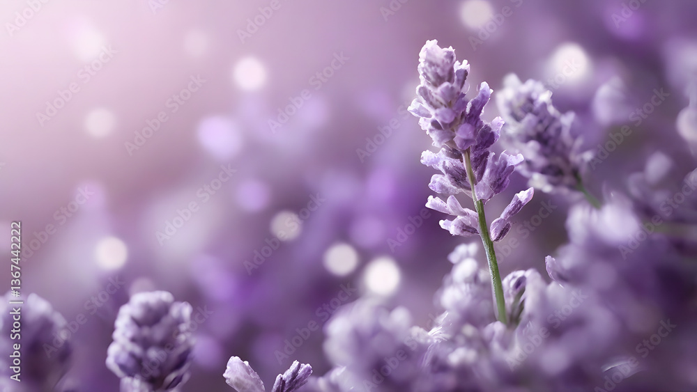 A soft composition with delicate lavender blooms and gentle bokeh lights, evokes a sense of calmness and beauty. A soft composition with delicate lavender blooms and gentle bokeh lights, evokes a sense of calmness and beauty.
