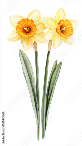 Wallpaper Mural Daffodil watercolor painting painted watercolor illustration of daffodils isolated on a white background Torontodigital.ca